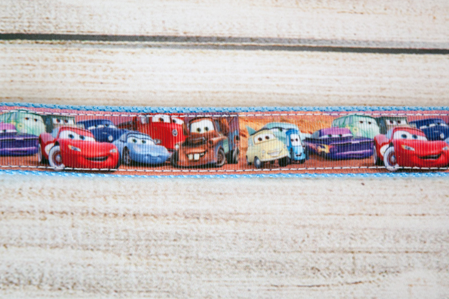 Cars dog collar with Mater, Sally, and Lightning and/or leash. 1" wide