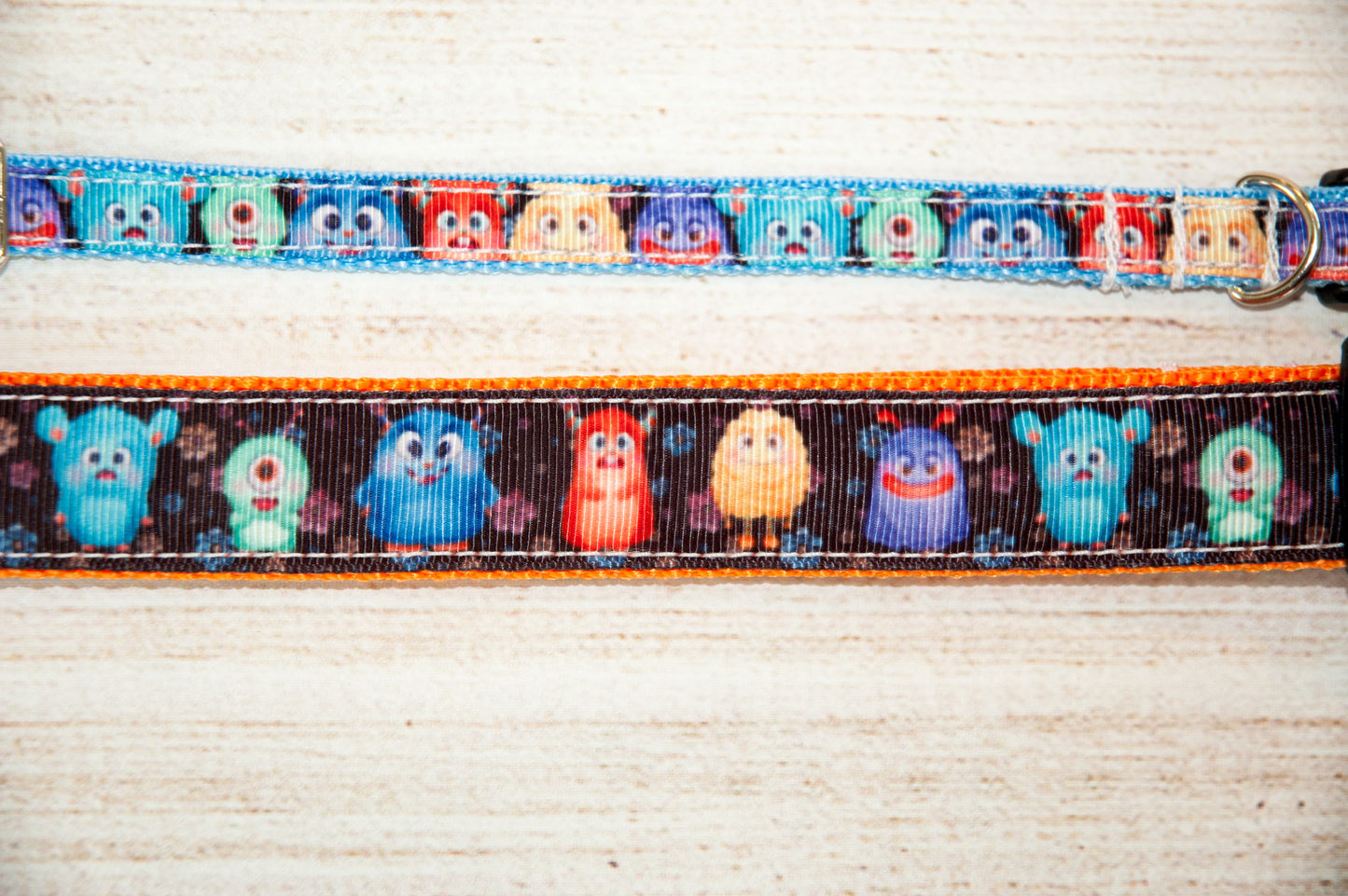 Crazy Little Monsters dog collar. 1 inch wide or 1/2 inch wide options