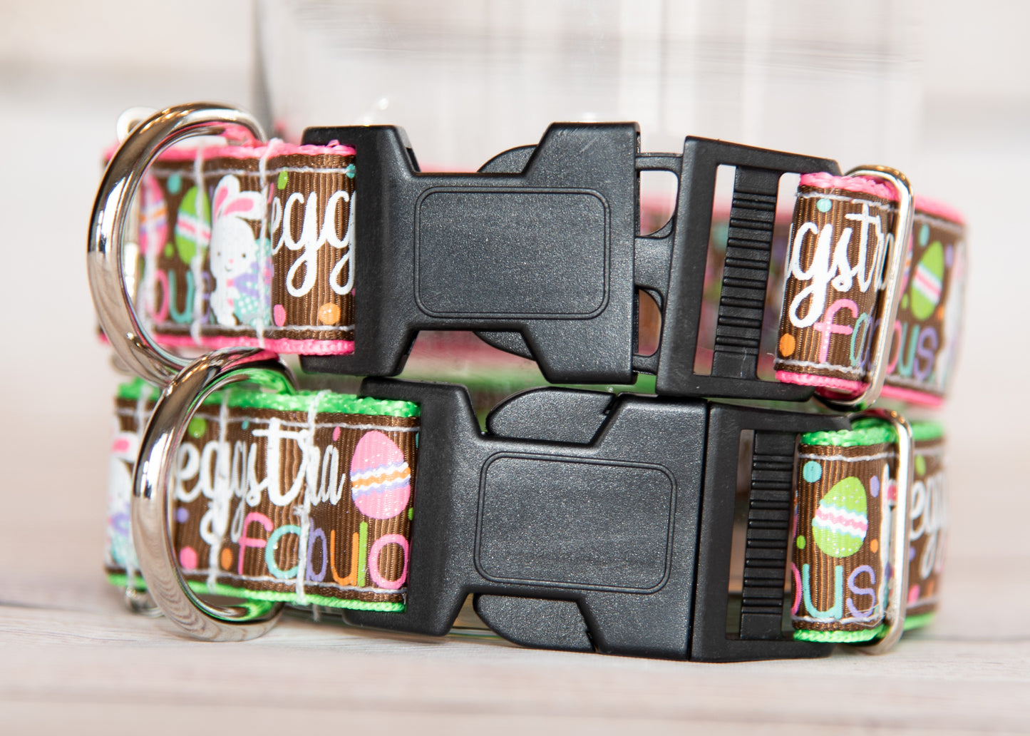 Eggstra Fabulous Easter dog collar. 1 inch wide, 4 adjustable size options