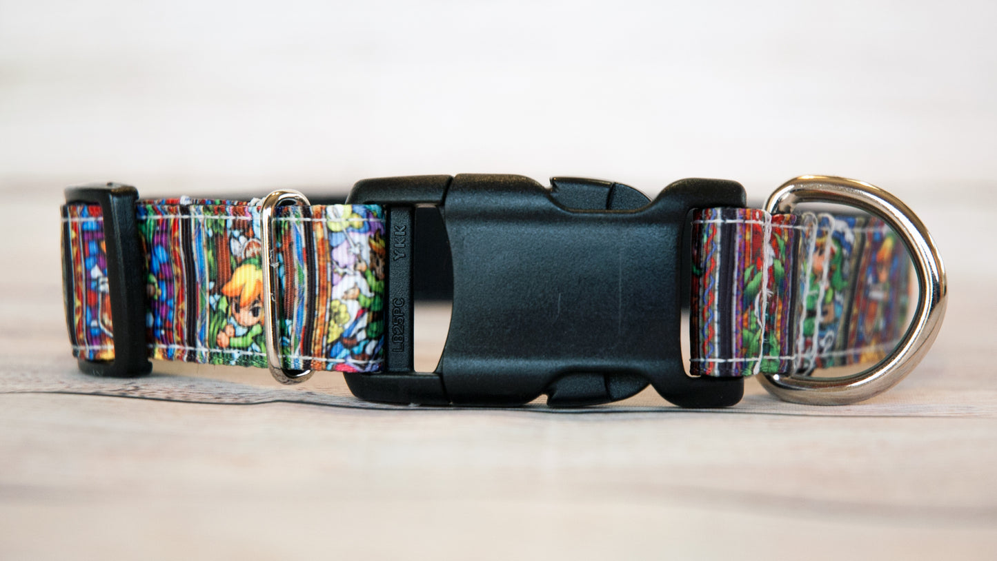 Link dog collar and/or leash. 1 inch wide.