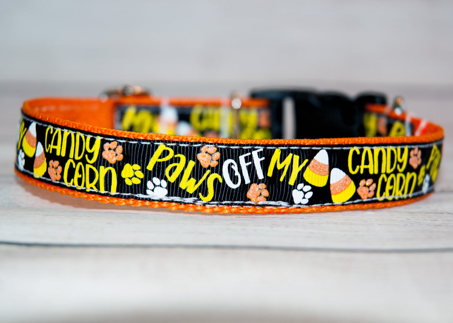 Paws off my candy corn dog collar. 3/4" width