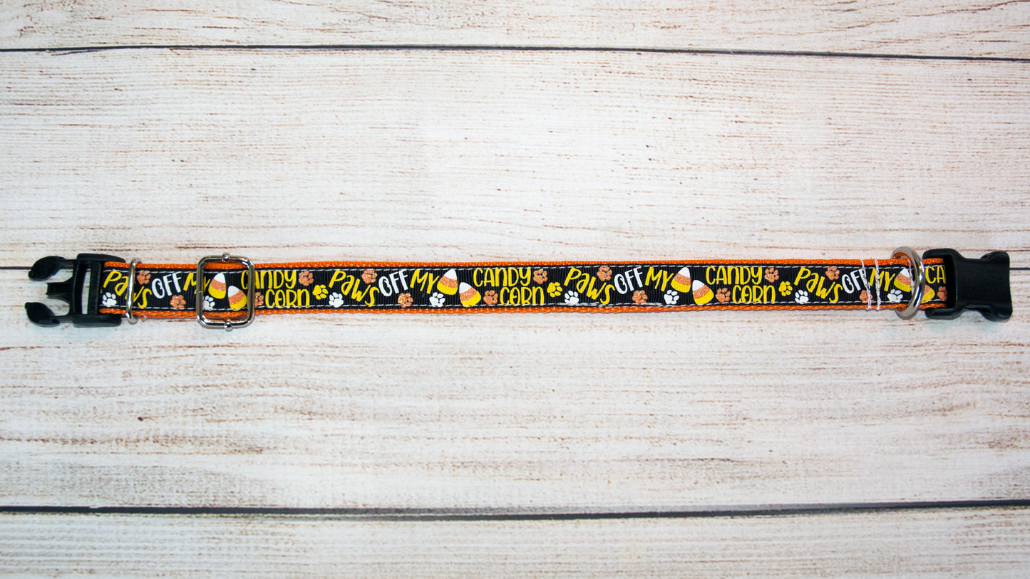 Paws off my candy corn dog collar. 3/4" width