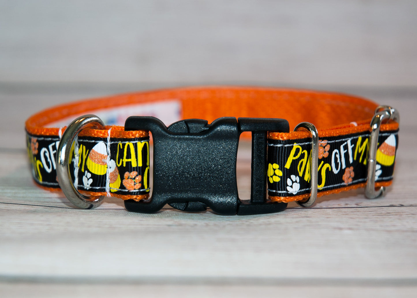 Paws off my candy corn dog collar. 3/4" width