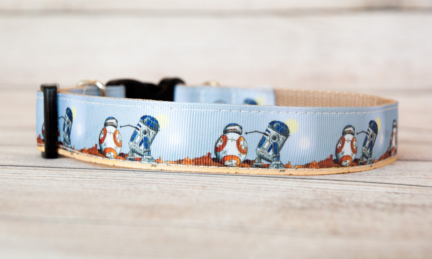 Droid dog collar and/or leash with BB8 and R2D2. 1" wide
