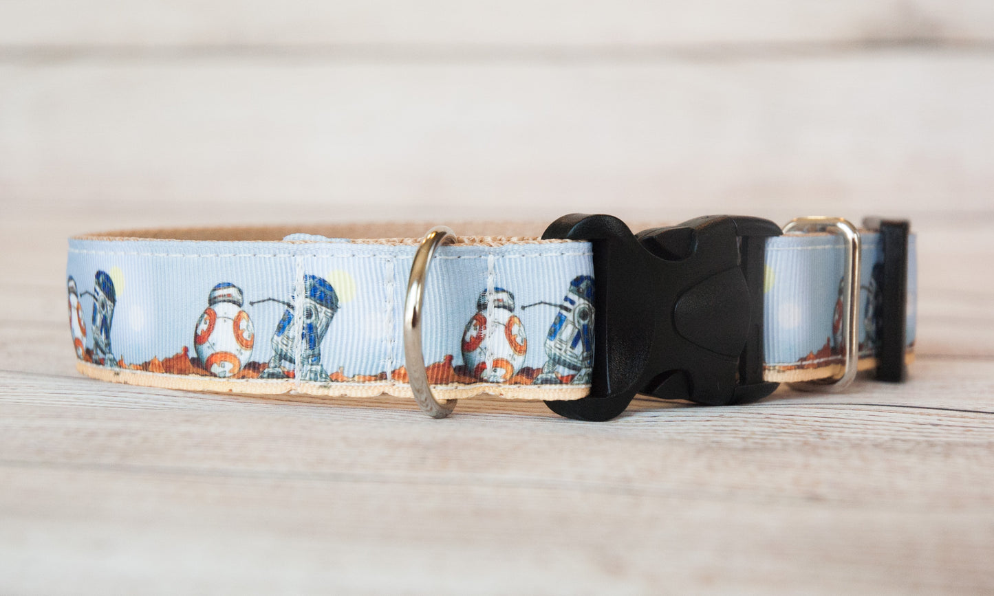 Droid dog collar and/or leash with BB8 and R2D2. 1" wide