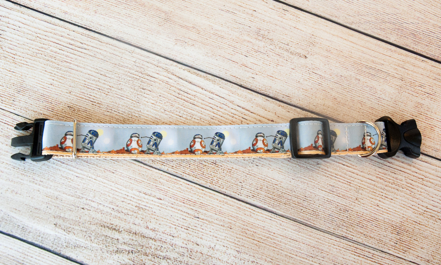 Droid dog collar and/or leash with BB8 and R2D2. 1" wide