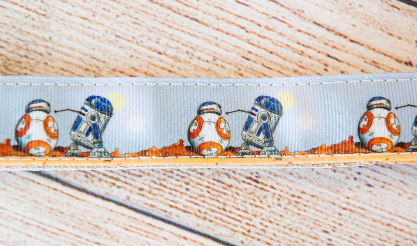 Droid dog collar and/or leash with BB8 and R2D2. 1" wide