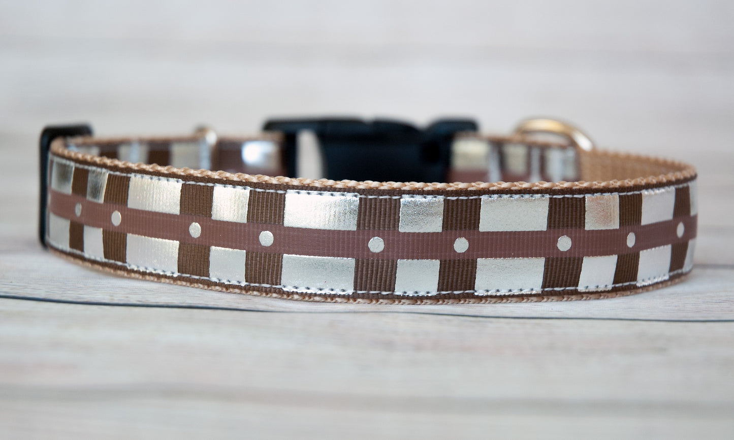 Co-pilot brown and silver bandolier collar and/ or leash. 1" wide