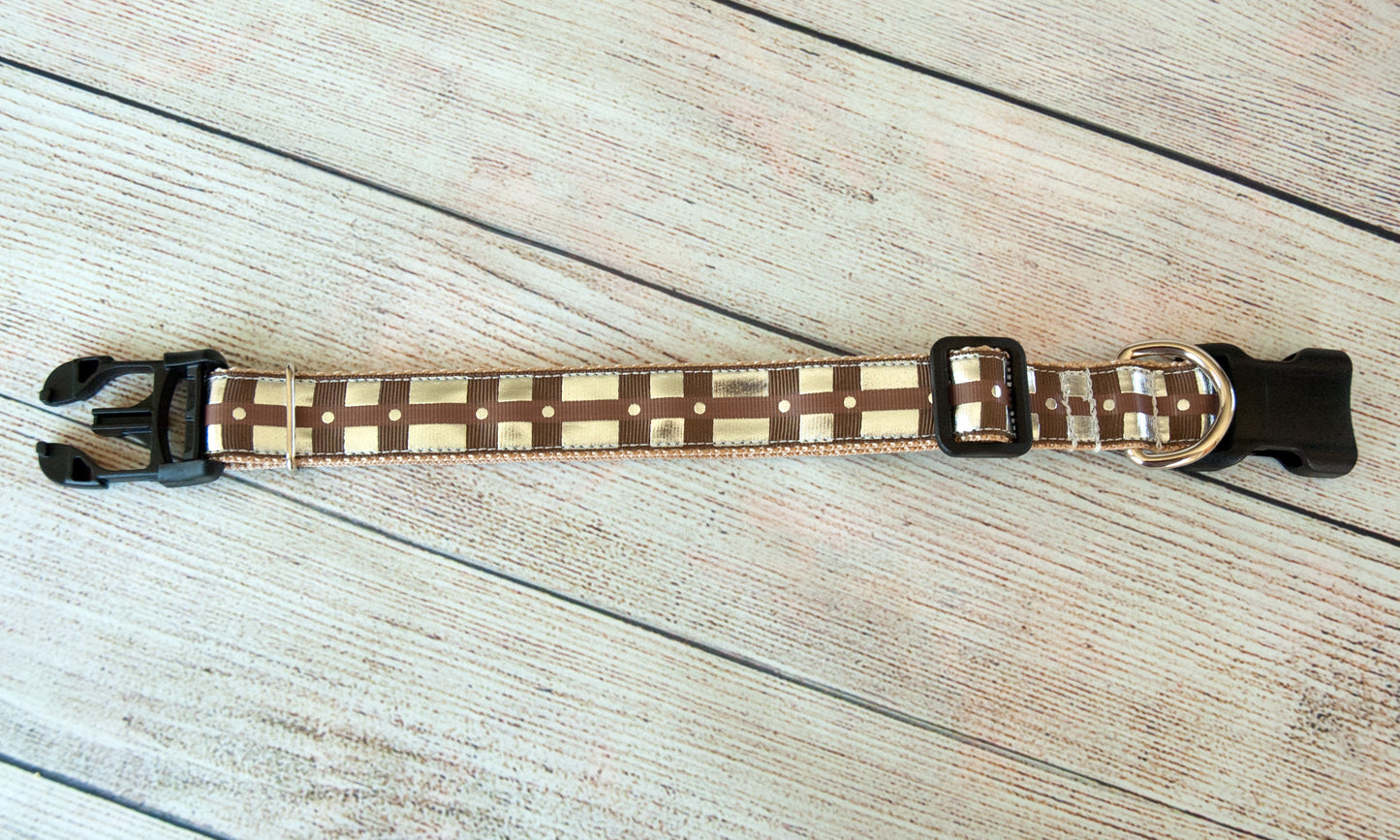 Co-pilot brown and silver bandolier collar and/ or leash. 1" wide