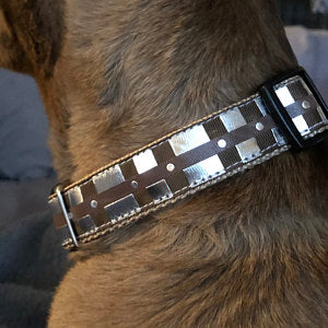 Co-pilot brown and silver bandolier collar and/ or leash. 1" wide