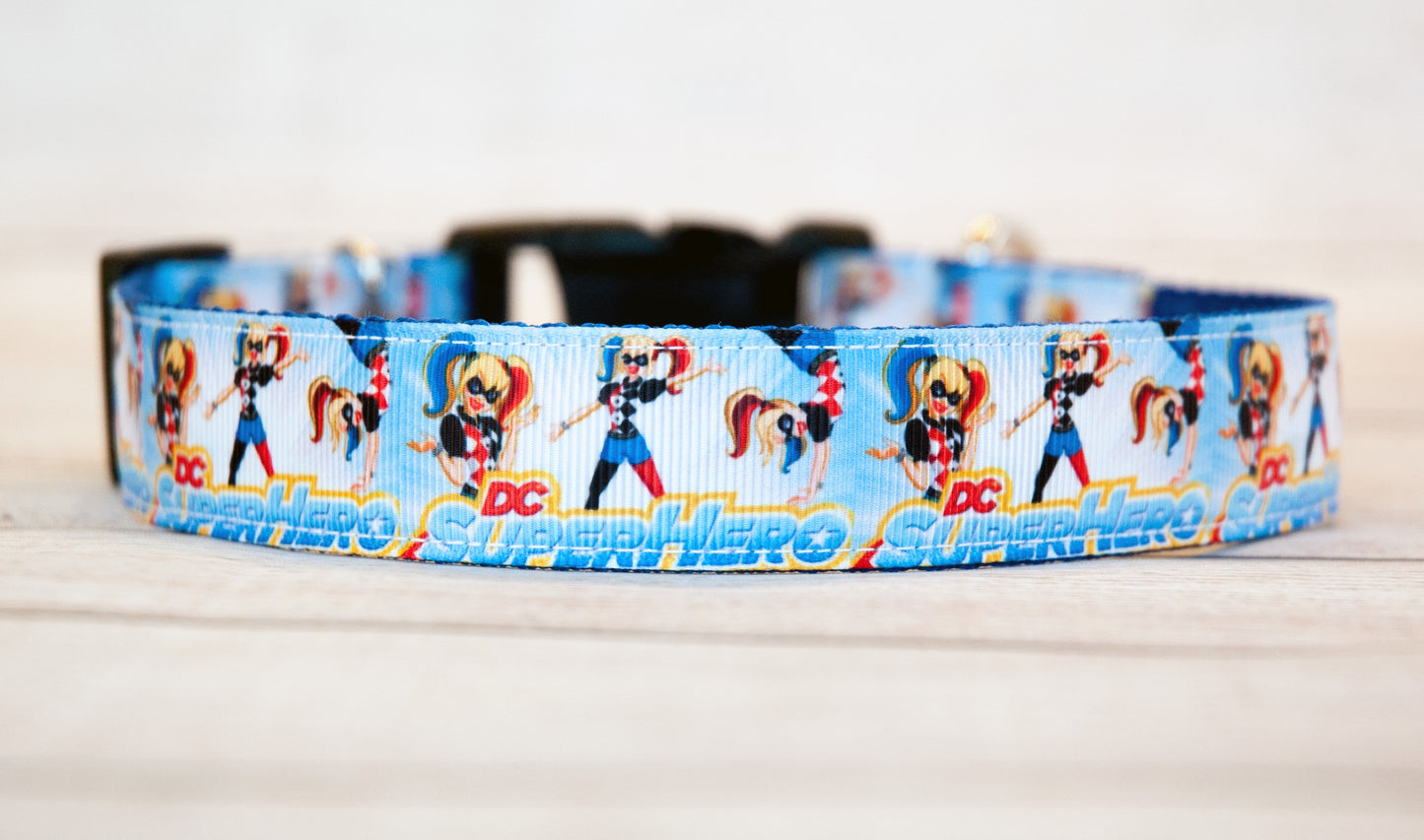 DC Villian/Superhero, Harley Quinn dog collar and/or leash. 1 inch wide