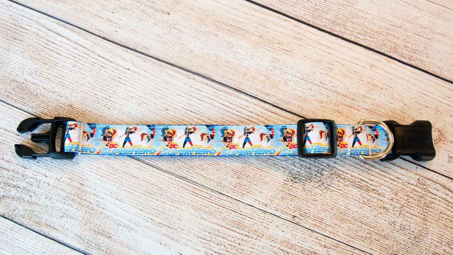 DC Villian/Superhero, Harley Quinn dog collar and/or leash. 1 inch wide
