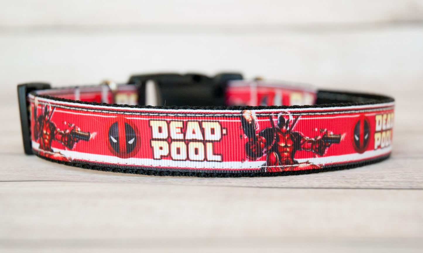 Dead Pool Dog collar and/or leash. 1 inch wide
