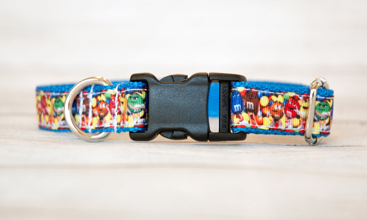 Candy dog collar, M&M dog collar or leash, 3/4" or 1"wide