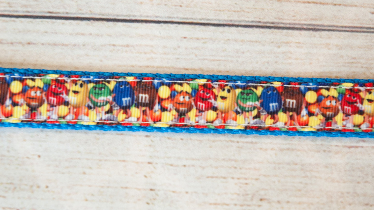 Candy dog collar, M&M dog collar or leash, 3/4" or 1"wide