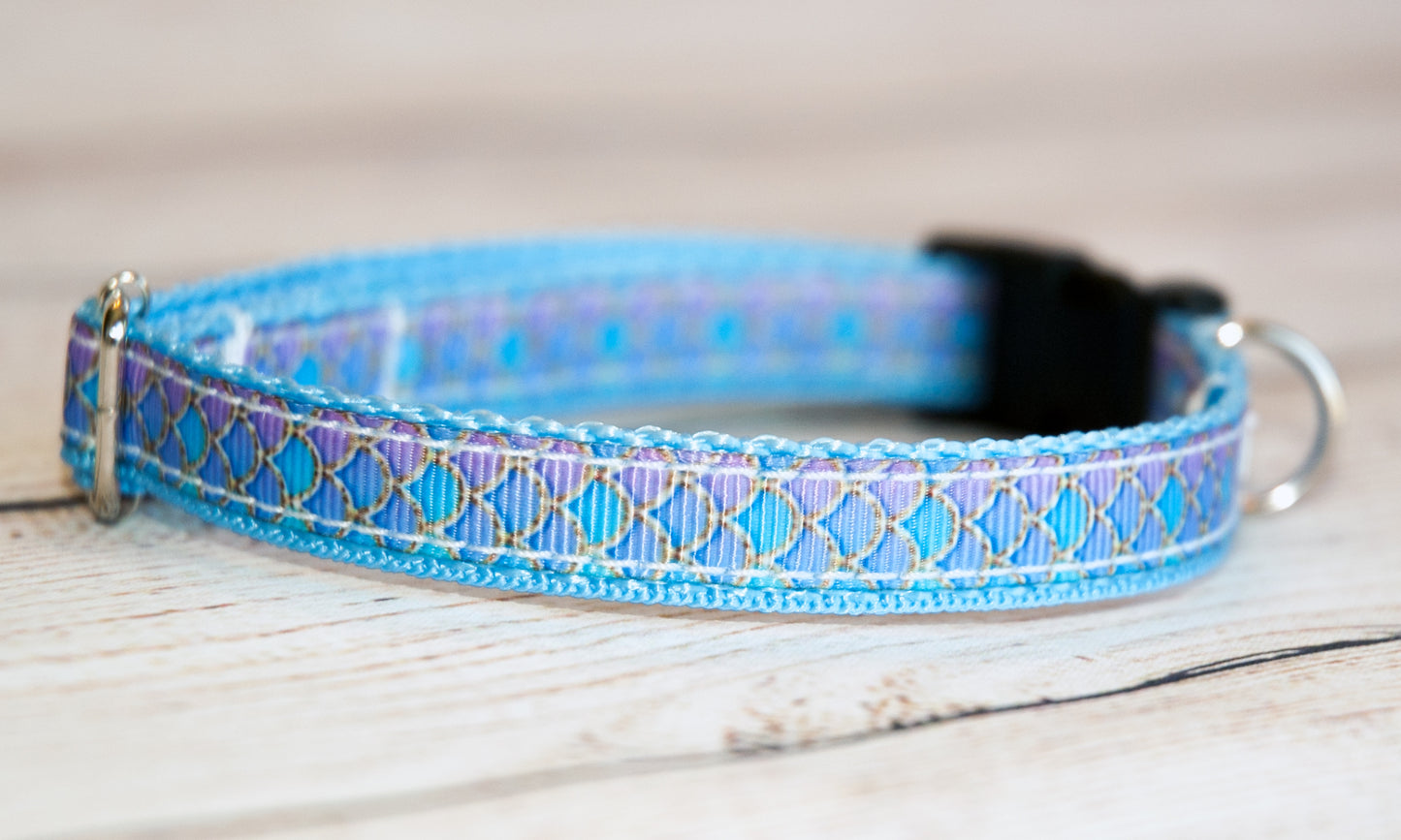 Mermaid print dog or cat collar. 1/2" wide