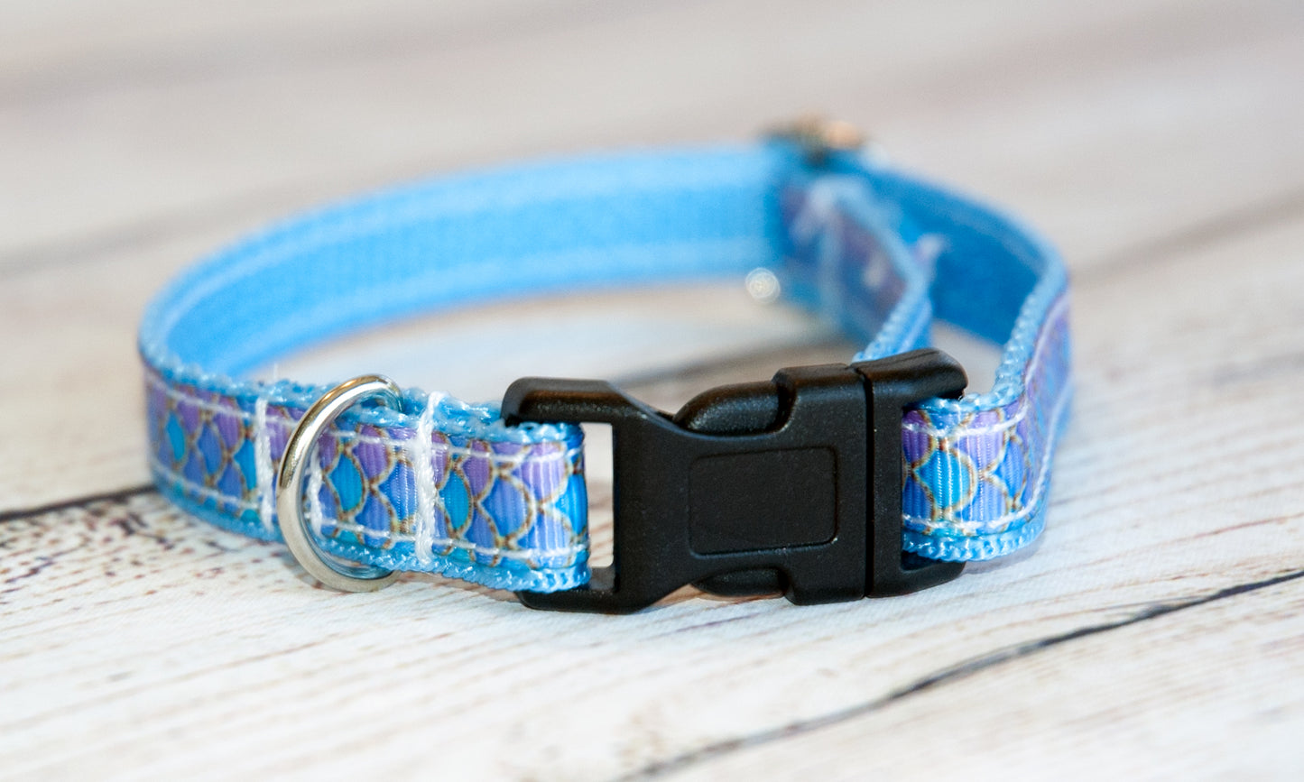 Mermaid print dog or cat collar. 1/2" wide