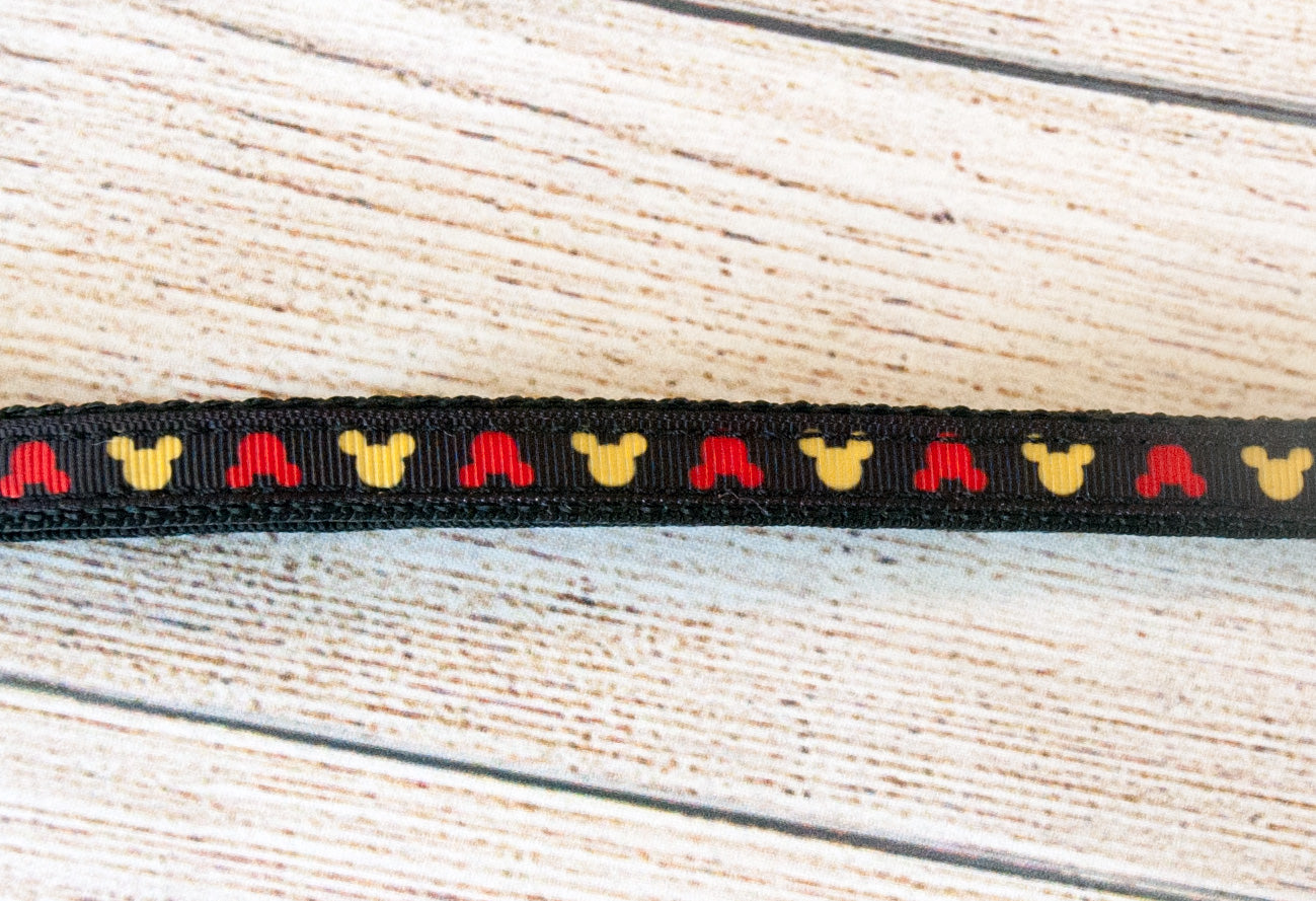Yellow and Red Mouse head small dog or cat collar 1/2" wide