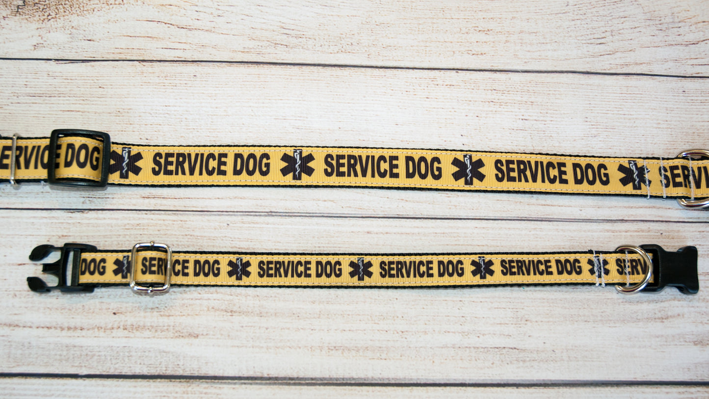 Service dog collar. 3/4 inch wide or 1" wide