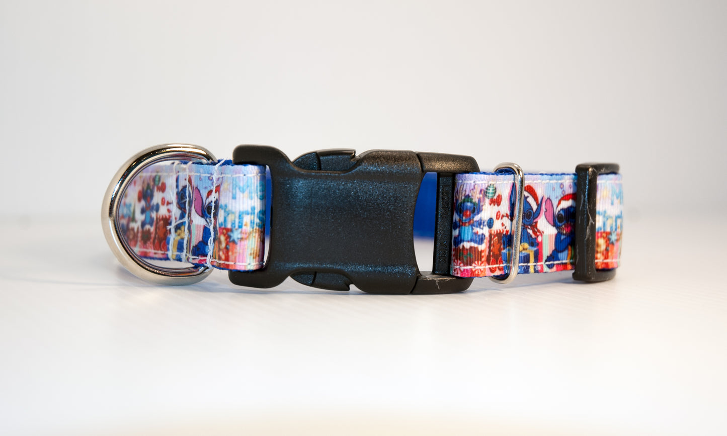 Merry Christmas Stitch dog collar. 1 inch wide