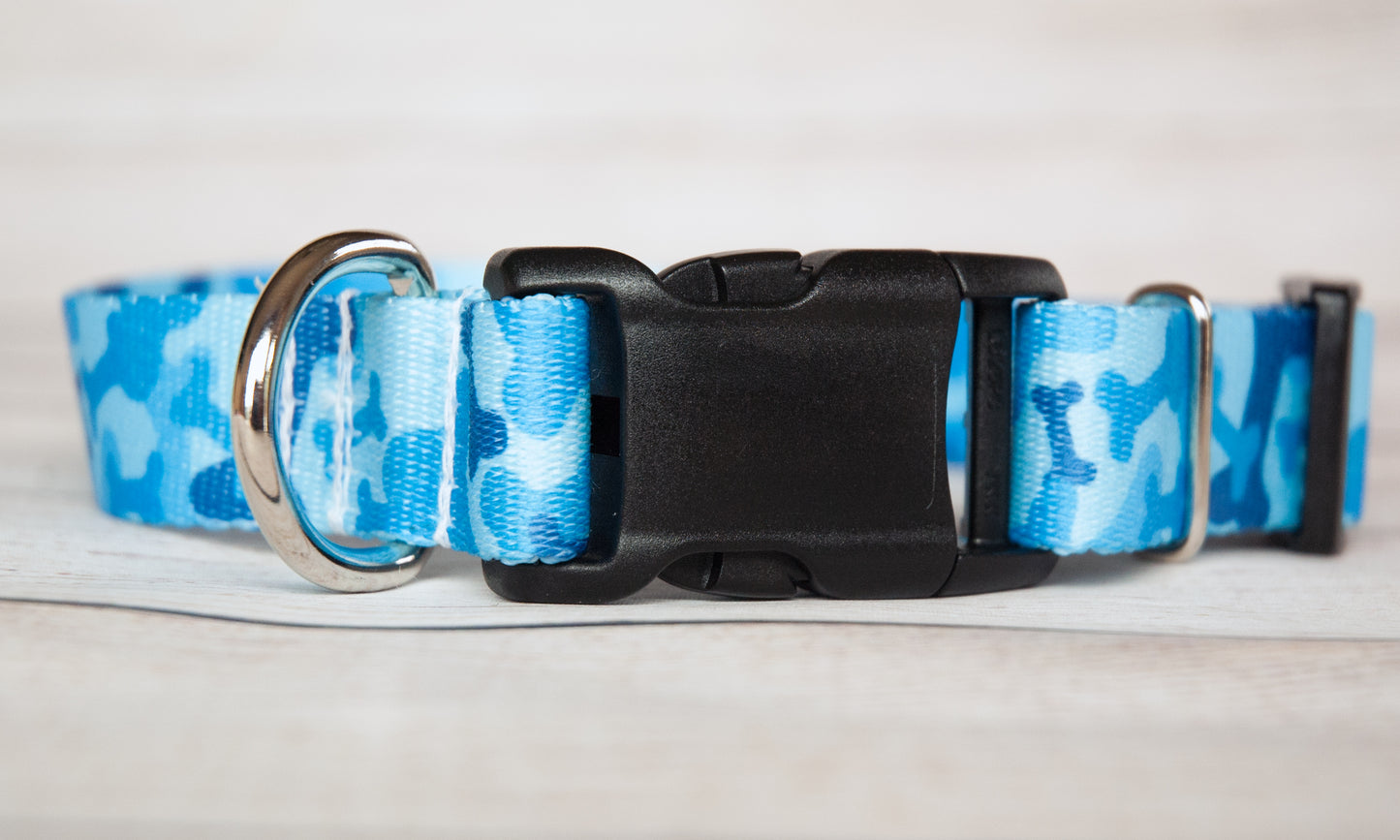 Blue Bone Camo dog collar and/or leash 1"wide