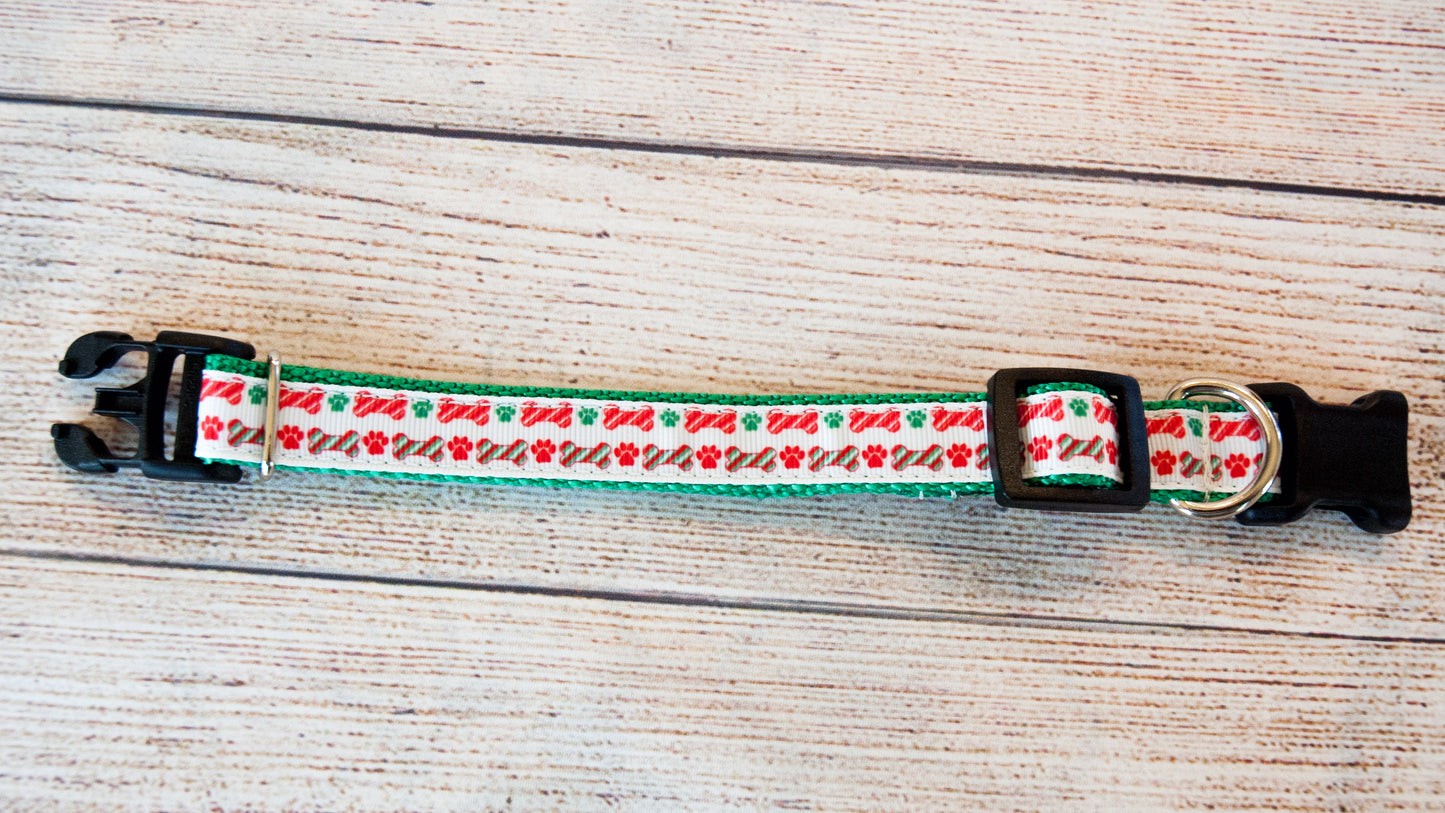Candy Cane bone dog collar. Christmas dog collar.3/4" wide