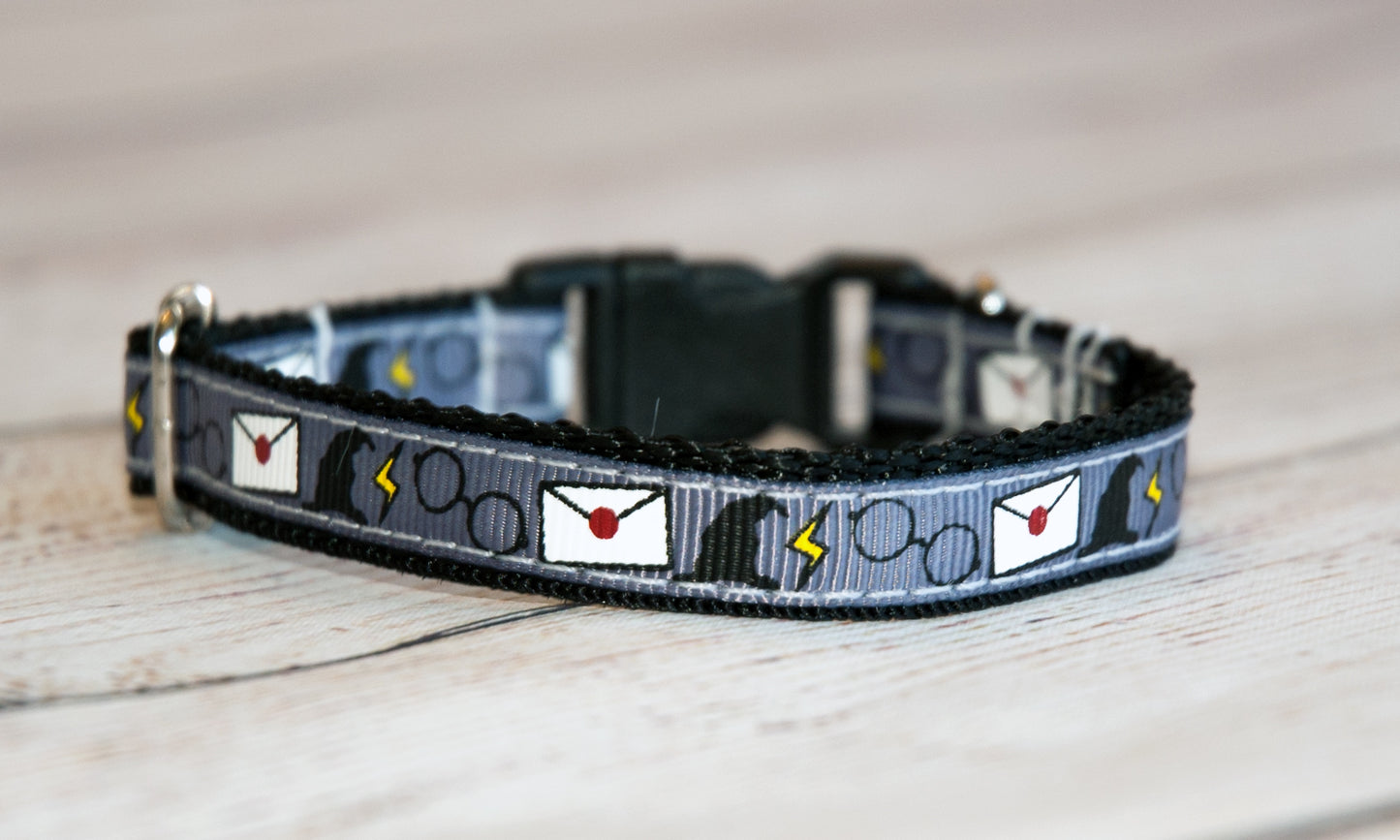 Magic Wizard themed 1/2" wide small dog or cat collar