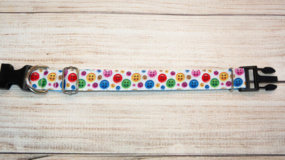 Dog Collar with Buttons Design, 1 inch Wide, Adjustable Sizes