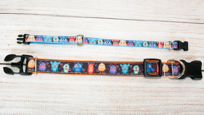 Crazy Little Monsters dog collar. 1 inch wide or 1/2 inch wide options