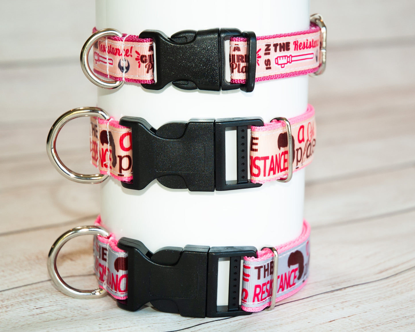 A Girl's place is in the resistance dog collar and/or leash. Leah hair dog collar 1" wide. Available in 2 colors