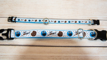 "Got Cookies?" dog collar. Blue Monster dog collar and/or leash, 1" and 1/2"wide