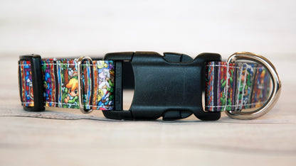 Link dog collar and/or leash. 1 inch wide.