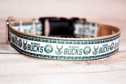 Milwaukee Bucks dog collar and/or leash. 1 inch wide.