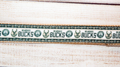 Milwaukee Bucks dog collar and/or leash. 1 inch wide.