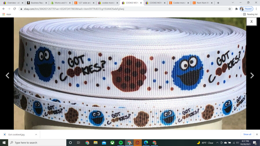 "Got Cookies?" dog collar. Blue Monster dog collar and/or leash, 1" and 1/2"wide