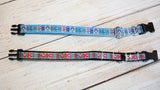 Aztec orange and aqua print collar and/or leash, Aztec Blue and Pink Print dog collar and/or leash. 1/2" wide
