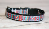 Aztec orange and aqua print collar and/or leash, Aztec Blue and Pink Print dog collar and/or leash. 1/2" wide