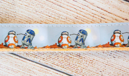Droid dog collar and/or leash with BB8 and R2D2.  1" wide