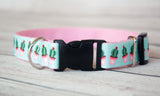 Adorable pink potted green cactus dog collar and/or leash, Cactus dog collar 1" wide