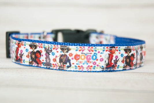 COCO dog collar and/or leash with Miguel, Hector, Ernesto.  1" wide