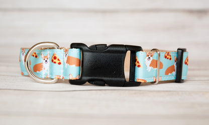 Corgi and Pizza dog collar and/or leash. 1" wide or 3/4" wide