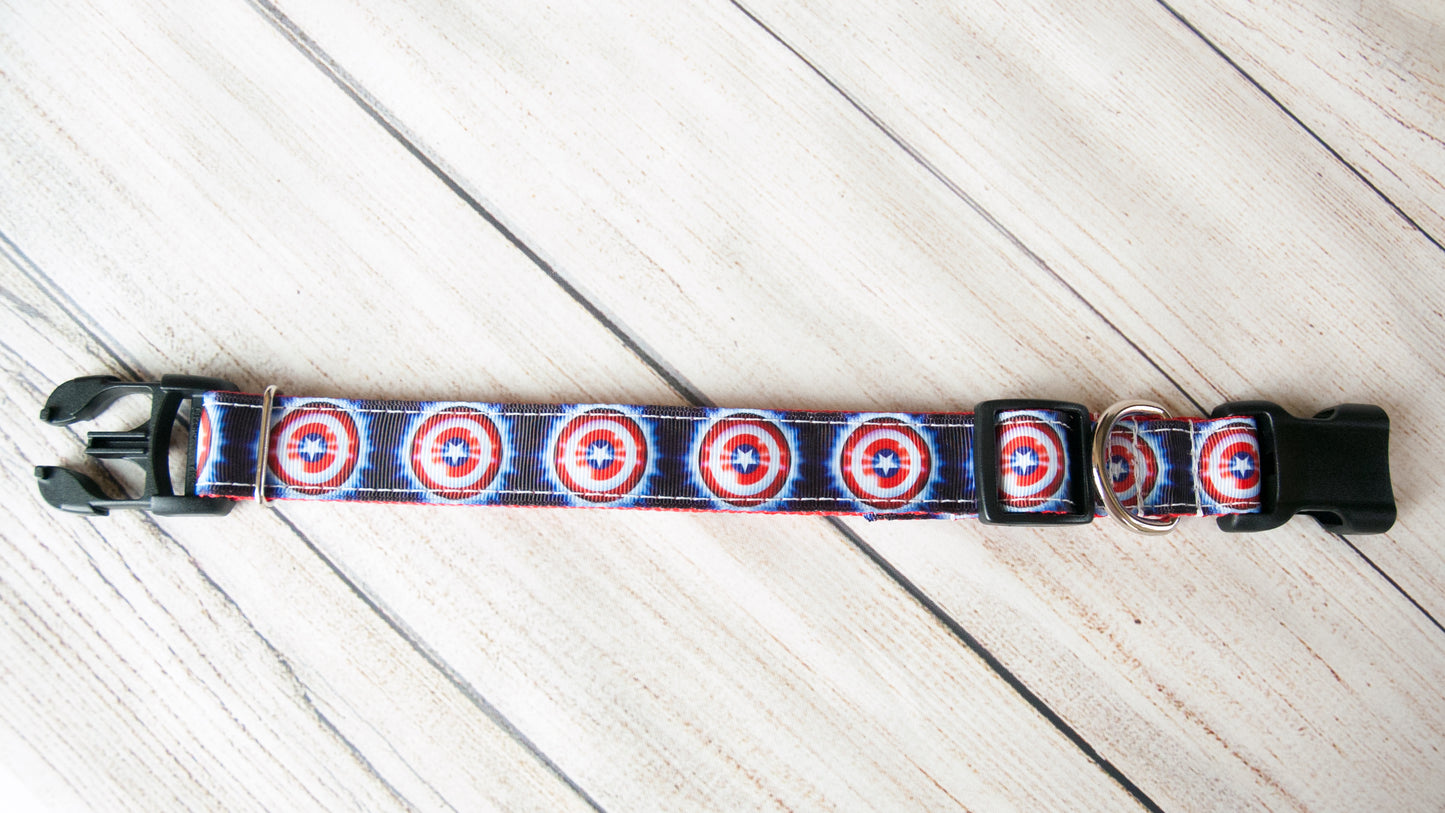 America Shield dog collar, Patriotic hero dog collar and/or leash. 1 inch wide