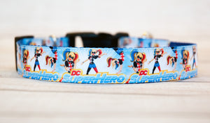 DC Villian/Superhero, Harley Quinn dog collar and/or leash. 1 inch wide