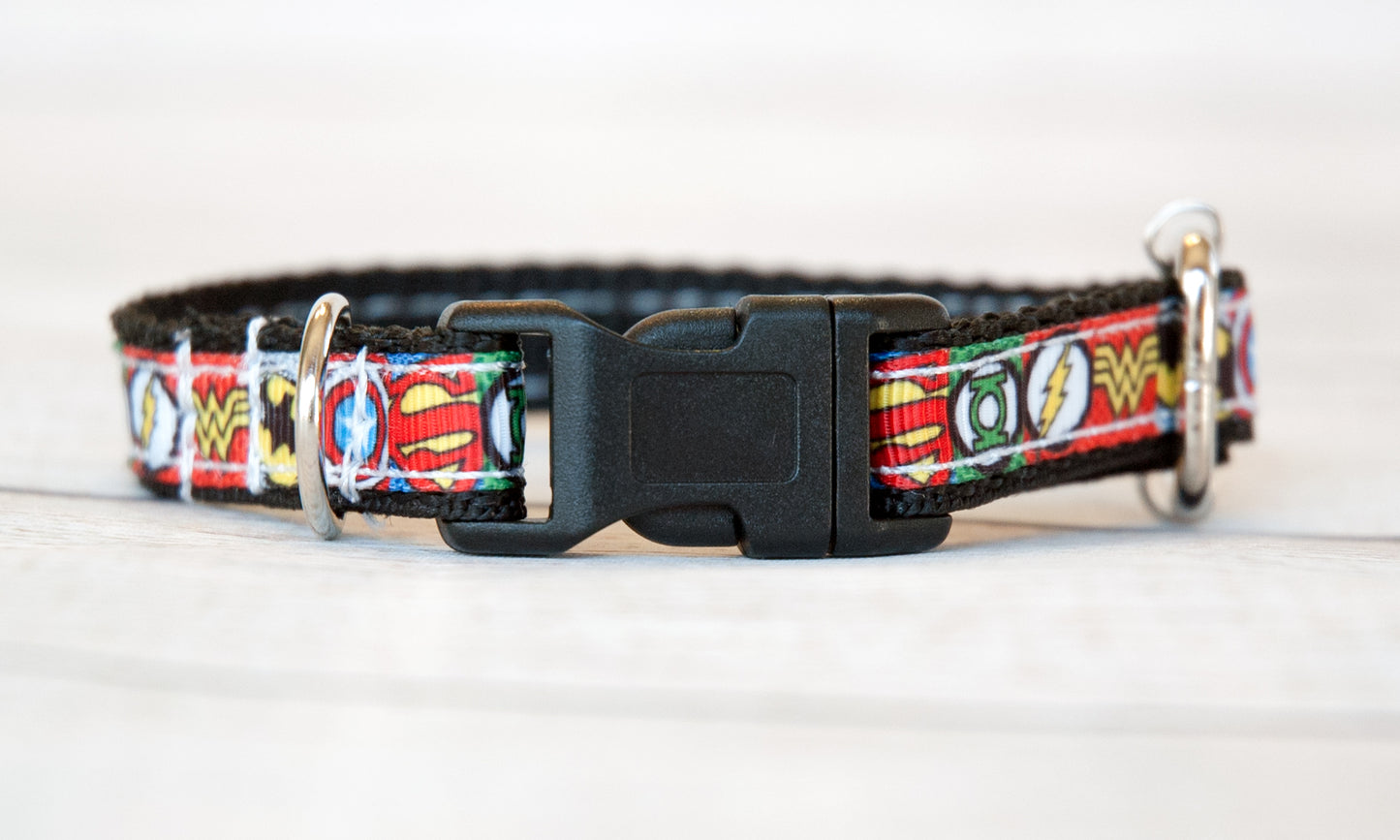 DC superhero symbols dog collar and/or leash. 1/2" wide