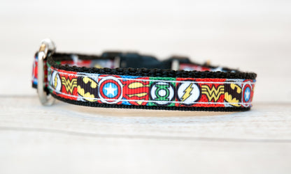 DC superhero symbols dog collar and/or leash. 1/2" wide