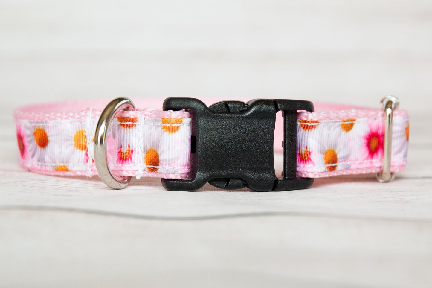Pink and White Daisies dog collar, Daisy dog collar, Flower dog collar. 3/4" wide