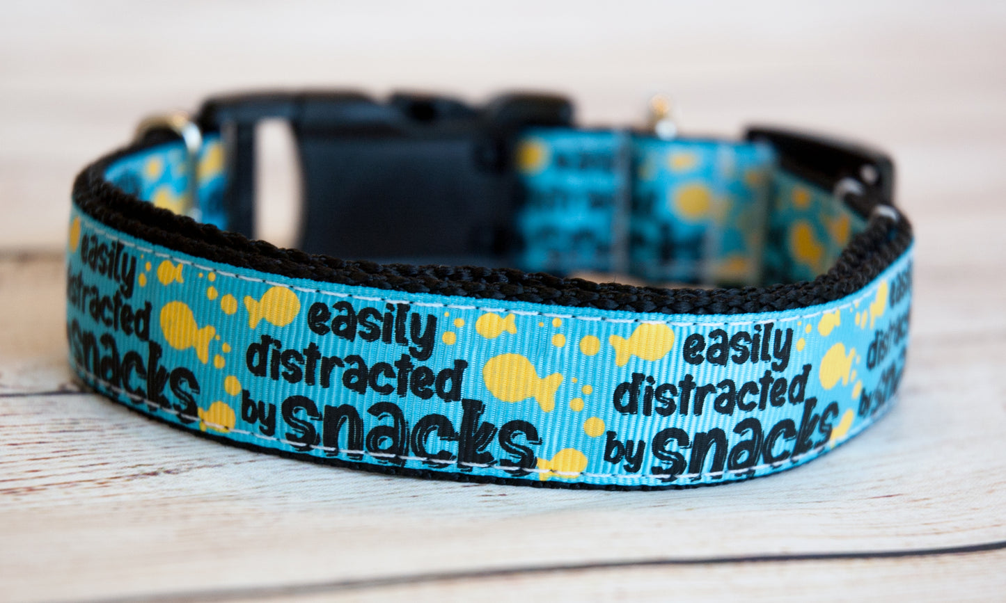 Easily Distracted by Snacks dog collar and/or leash. 1 inch wide