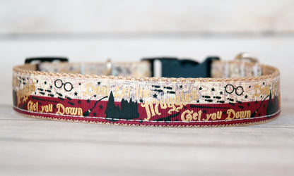 Don't Let the Muggles get you Down dog collar and/or leash.  1" wide