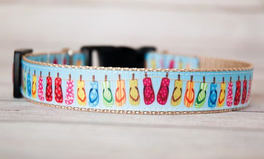 Flip Flop dog collar and/or leash. 1" wide