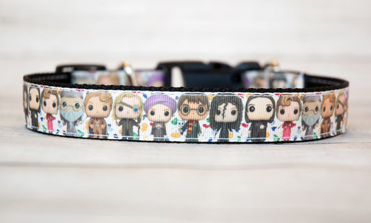 Wizard Characters dog collar with Funko Pop style art.  1"wide